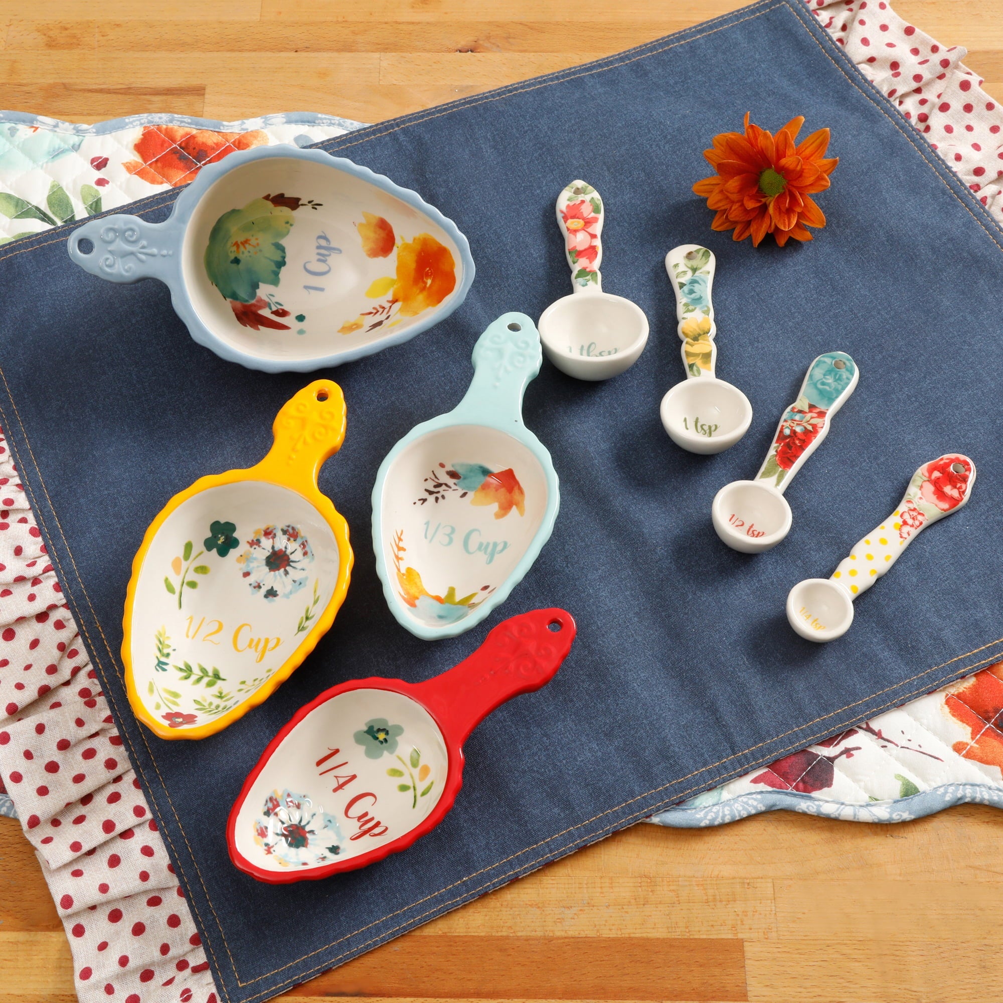 Stoneware Measuring Spoon and Scoop Set, Bakeware, Measuring Set for Baking -8 Pcs Stoneware Measuring Spoon and Scoop Set, Bakeware, Measuring Set for Baking -8 Pcs